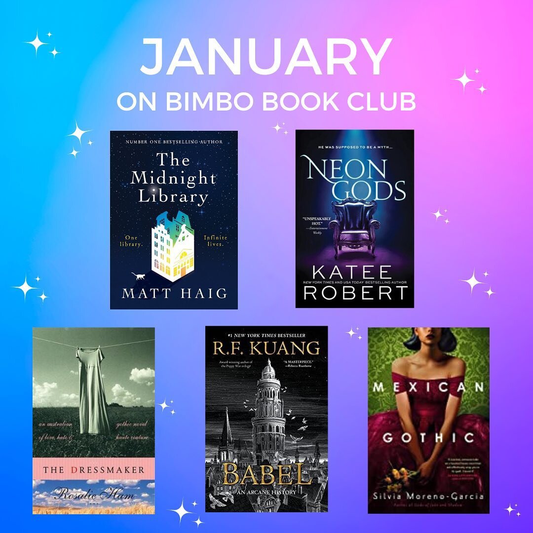 This month on Bimbo Book Club, we&rsquo;re discussing new beginnings, horror reimaginings, the power of language and all things kink 😏
3rd - The Midnight Library by Matt Haig 
10th - Neon Gods by Katee Robert
17th - Babel by R. F. Kuang 
24th - 